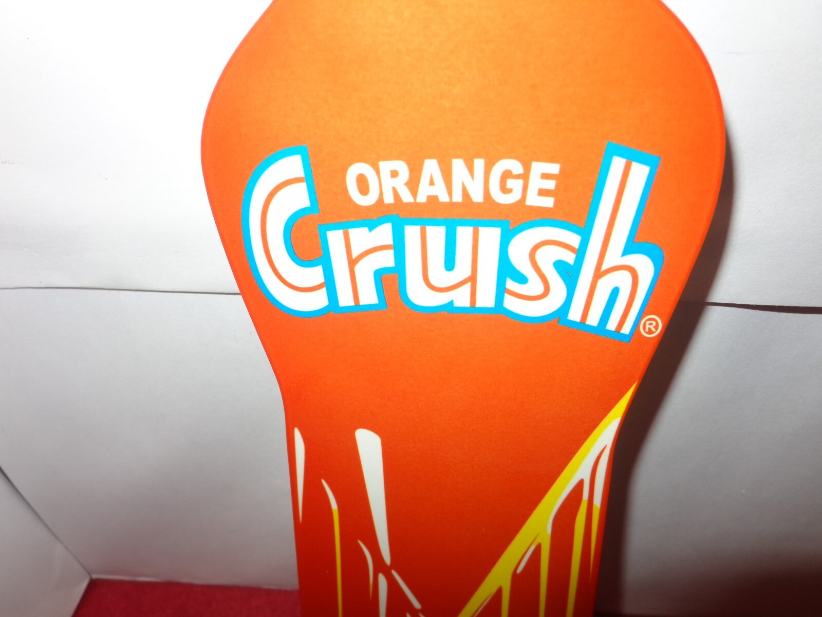3 3/4 x 15 in ORANGE CRUSH SODA POP ADVERTISING SIGN HEAVY DIE CUT METAL #Z 286