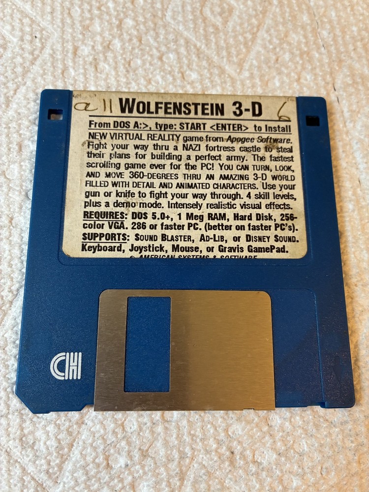 Wolfenstein 3-D, 3.5 floppy disk, American Systems & Software-2-U
