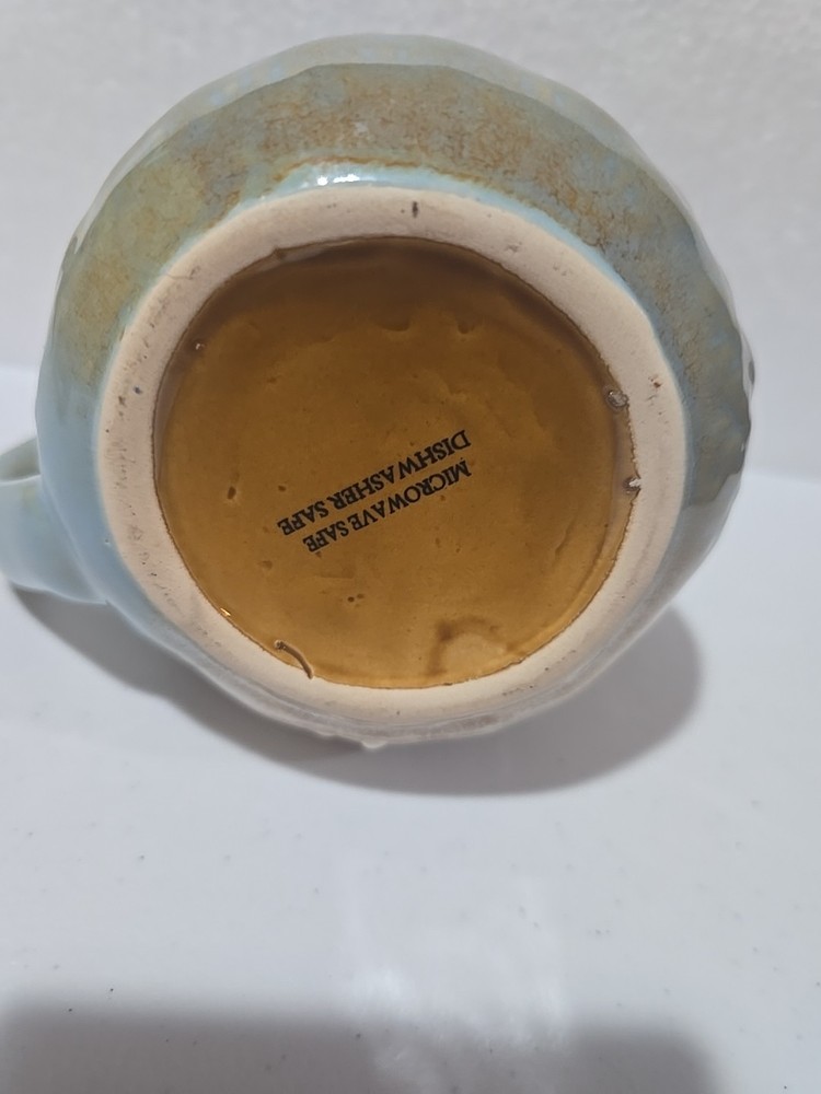 Coffee Tea Cup Mug OWL shape Earthenware 16oz Blue Ceramic