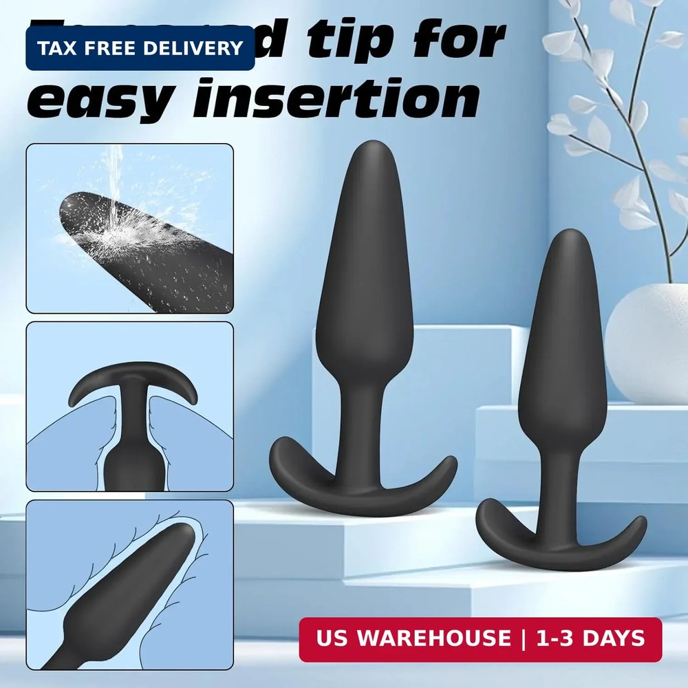 4PCS Silicone Anal Butt Plug Set, Beginner to Advanced, Trainer Kit with Flared