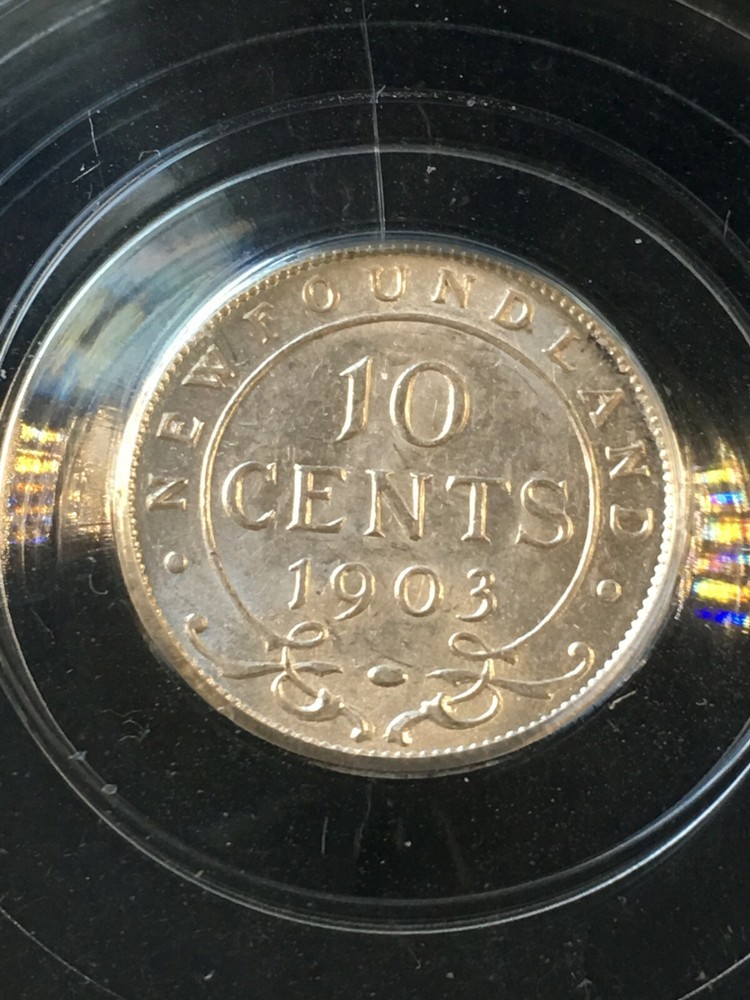 1903 Newfoundland, ¢10 Cent, CCCS Graded, **AU-55**