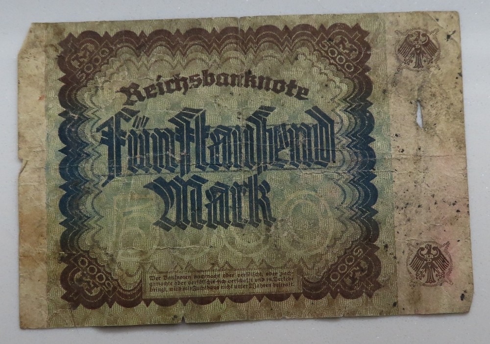 5000 German mark banknote, 1922 year.