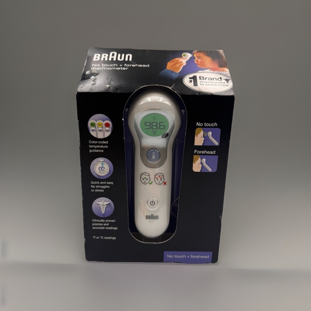 New Braun No Touch + Forehead Thermometer Color Coded Temp NTF 3000 Guide Sealed