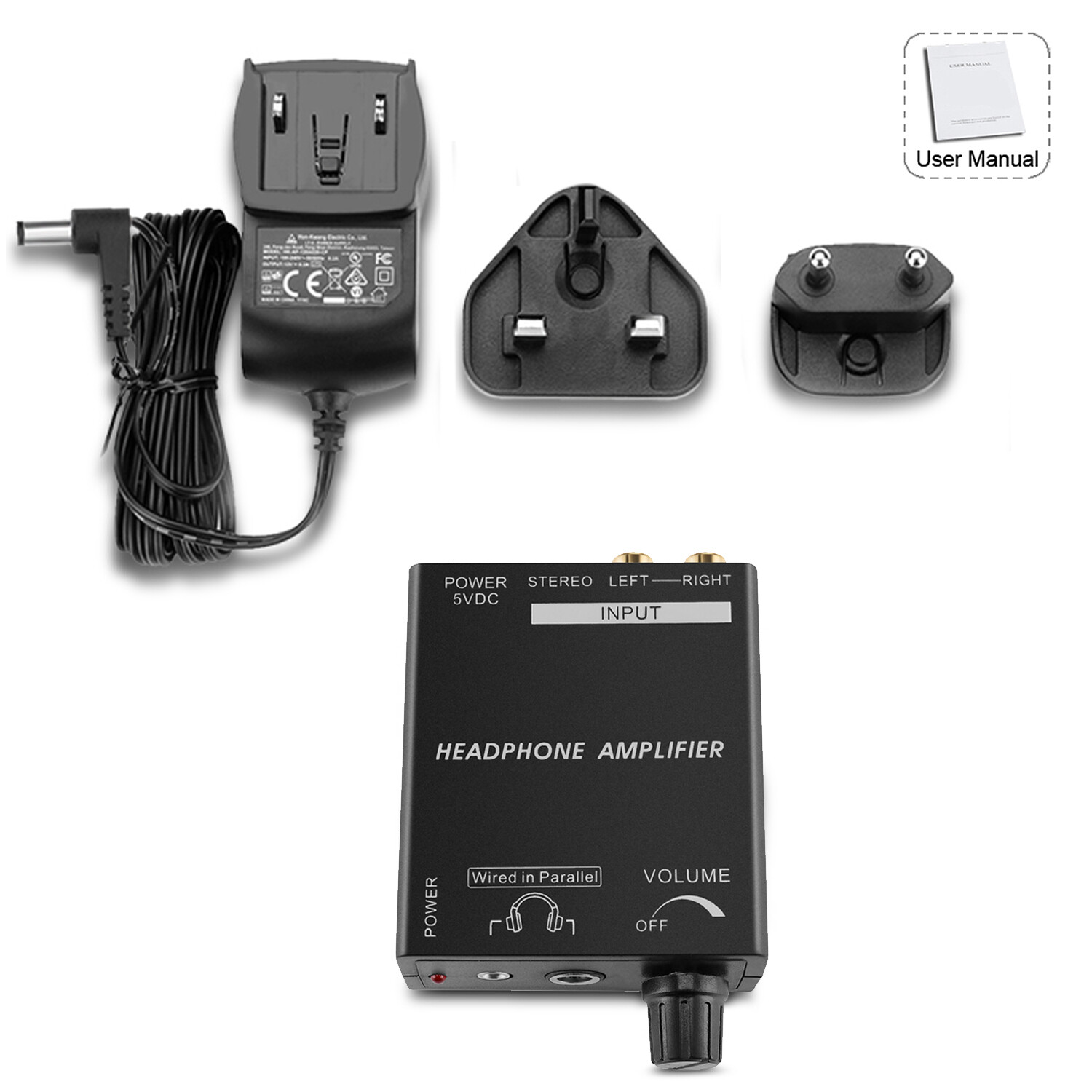 Portable Headphones Amplifier Stereo Headphone Amp Volume Control with RCA Input