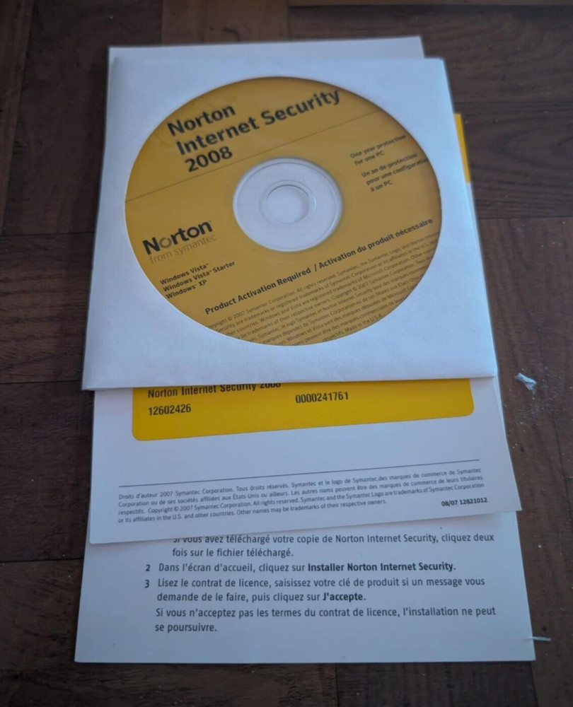 Vintage Norton Internet Security 2008 Software Retail Box & Key