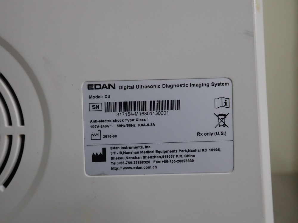 Edan D3 Digital Ultrasonic Diagnostic Imaging System w/ L741 Linear Array Probe
