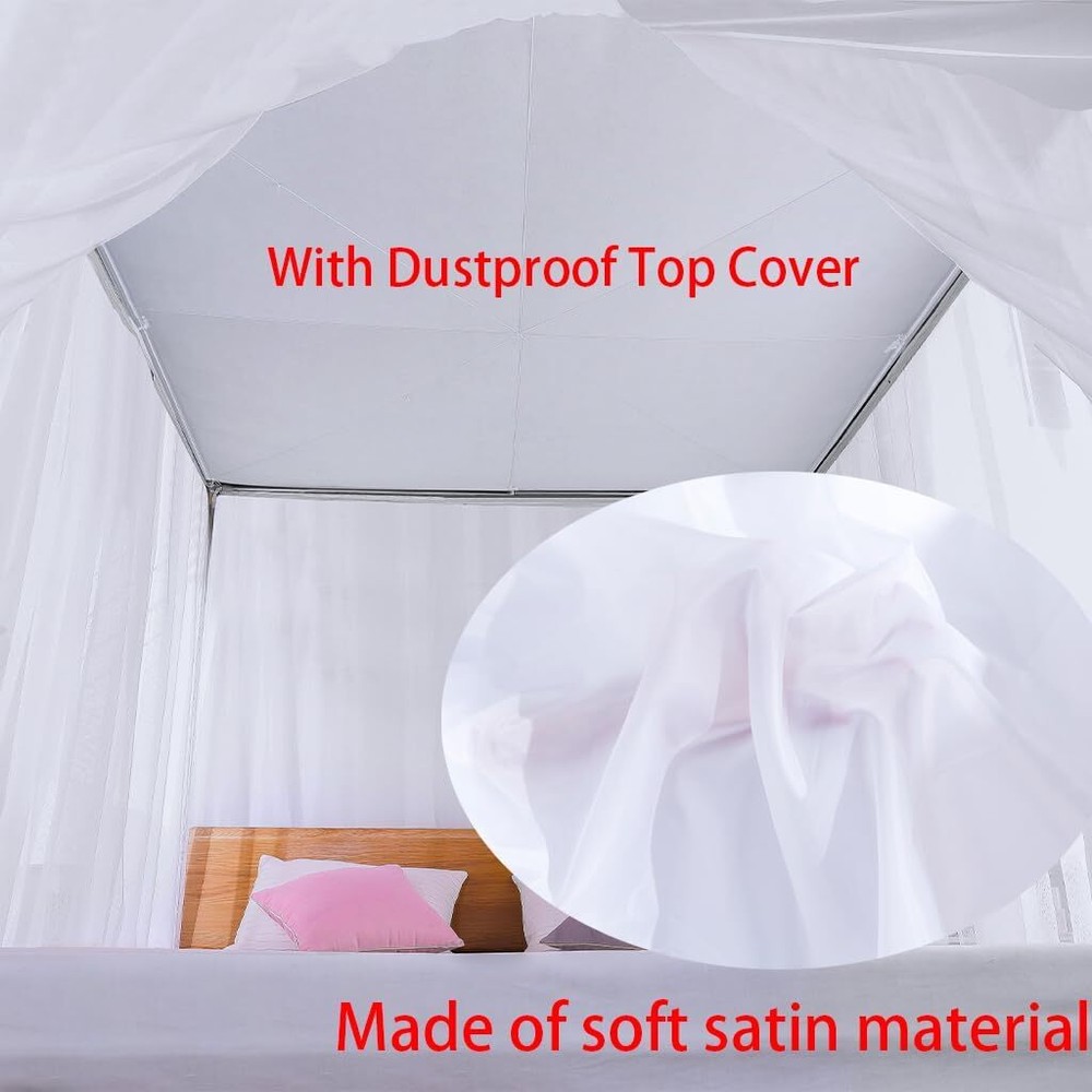SCMTY Elegant Luxury 4 Corner Post Mosquito Net with Dustproof King, Black