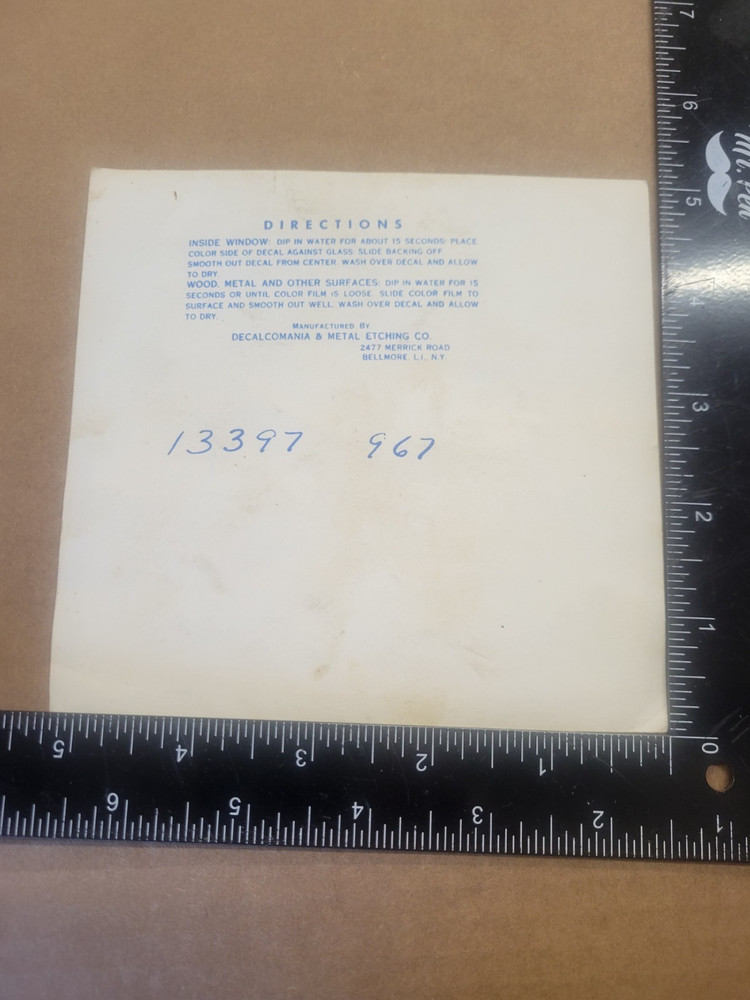 VINTAGE UNUSED BALDWIN BRUINS WINDOW STICKER