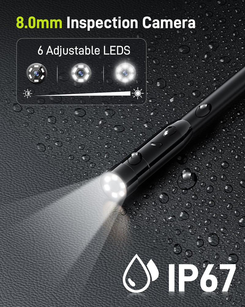 Borescope Inspection Camera with Light, Industrial Endoscope Camera with 0.3 Sli