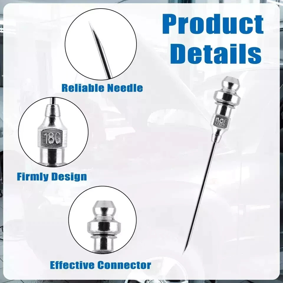4 miniature grease injector needles, interchangeable grease gun needle tips