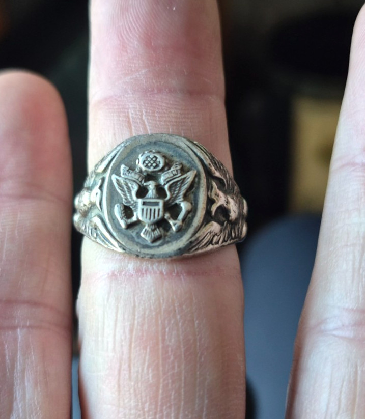 WW2 Army Military Patriotic Ring 925 Sterling Silver Size 11 3/4