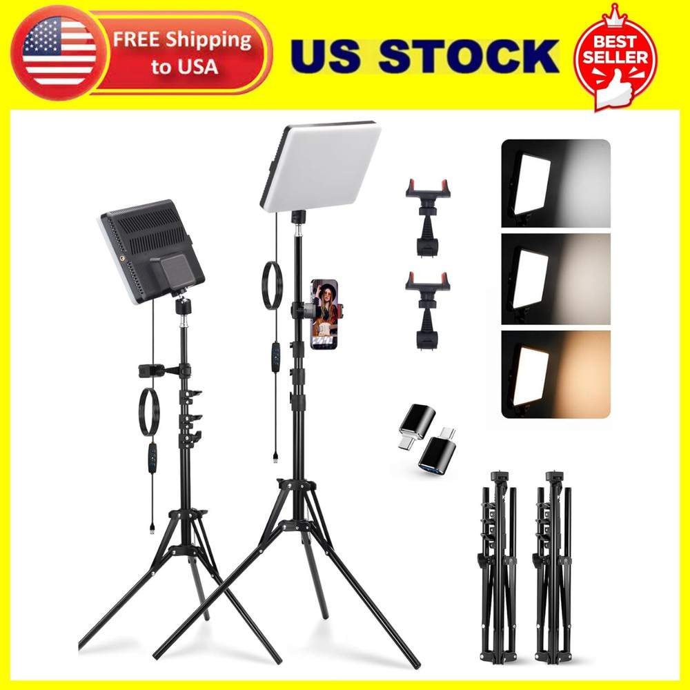 LED Video Light Kit, 2-Pack Studio Lights for Video Recording with 60  Extendabl