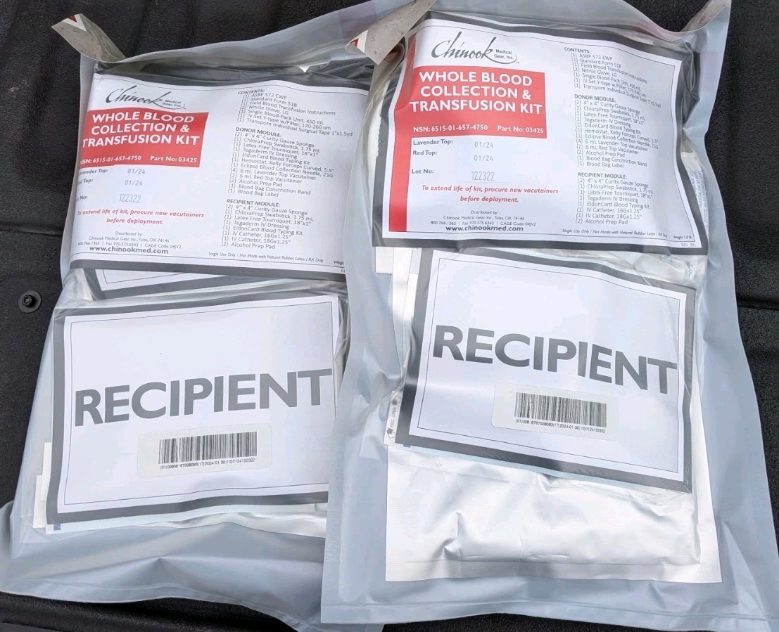 Lot Of 2 - Chinook Medical Gear Whole Blood Collection & Transfusion Kit 12/24