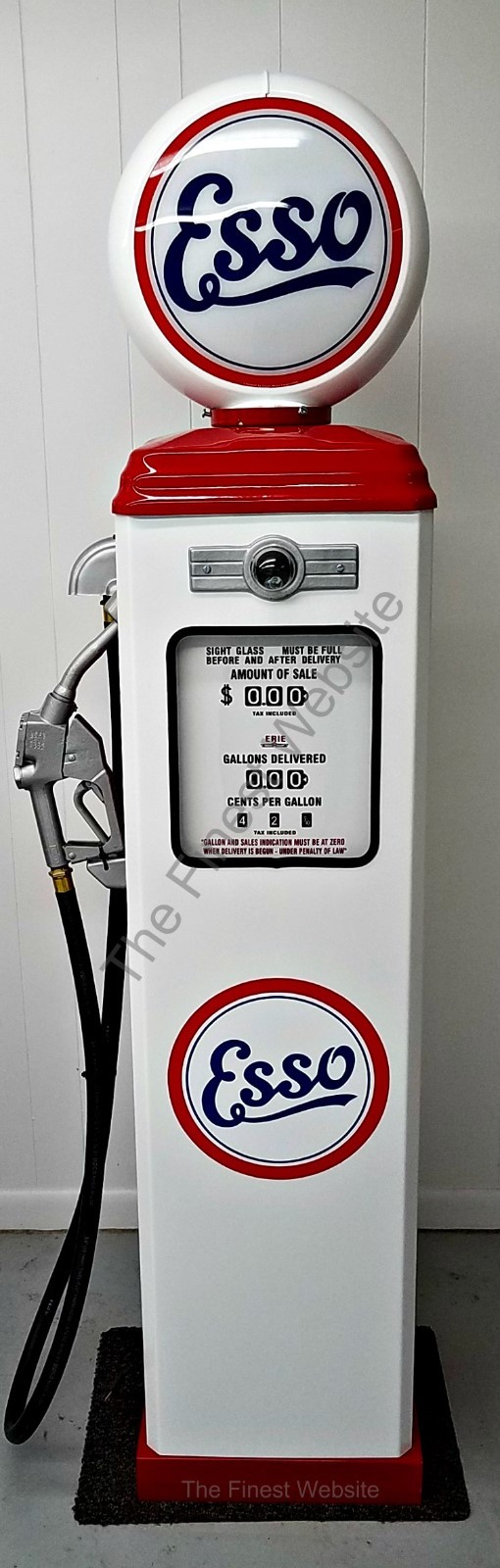 NEW REPLICA ESSO GAS PUMP - ANTIQUE OIL REPRODUCTION (WHITE & RED) - FREE SHIP*