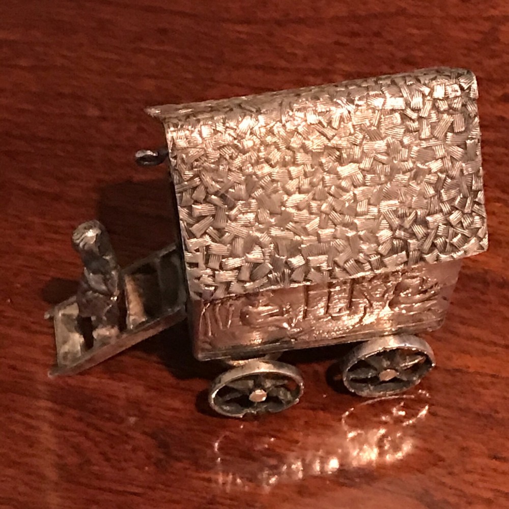 Antique Dutch Silver Miniature Bathing Wagon