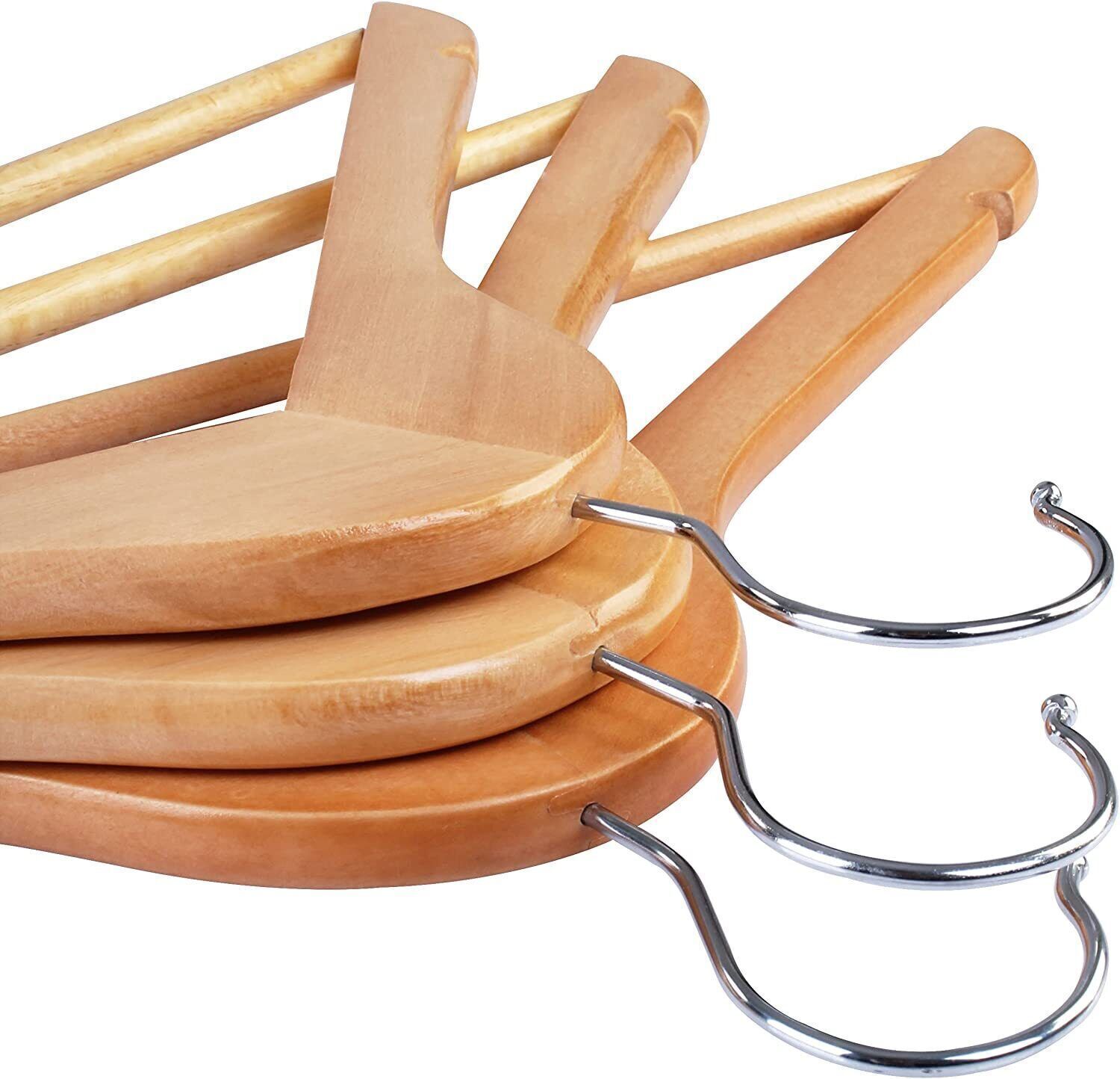 Wooden Hangers Pack of 20 & 50 & 100 Suit Hangers Premium Natural Finish Home US