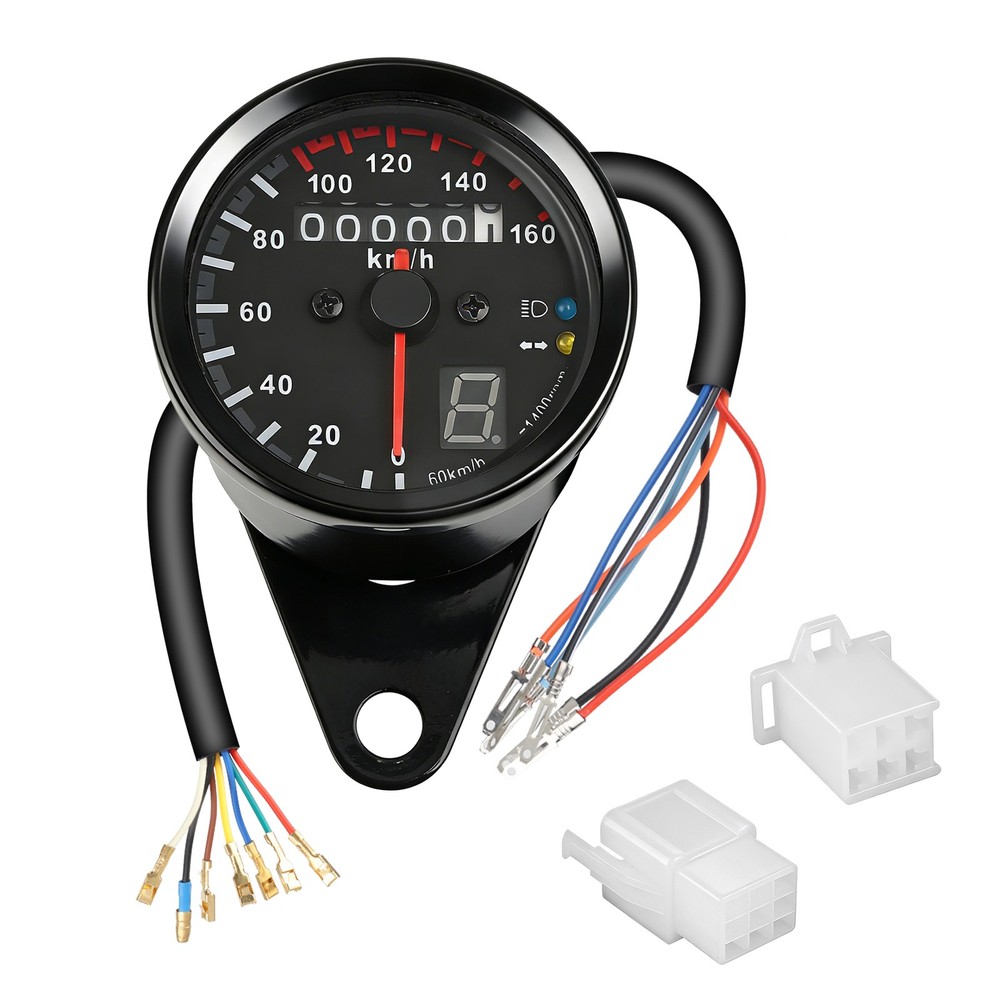 Universal Digital Gauge Motorcycle Odometer Speedometer Tachometer LED Indicator