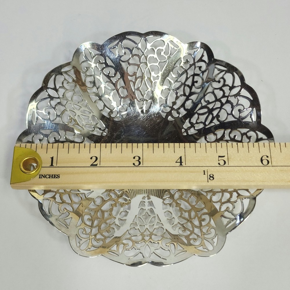 Vintage Lovelace Silver Plate Reticulated Candy Dish Ruffled Edges, Footed