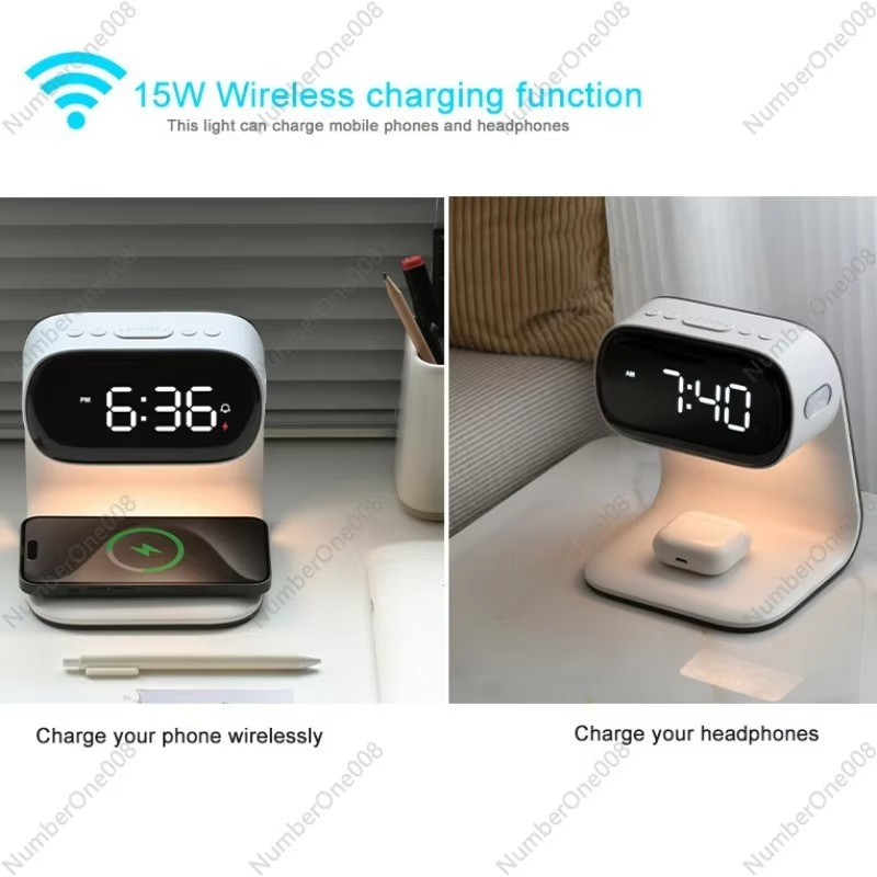Bedside Lamp with Wireless Charger & Alarm Clock