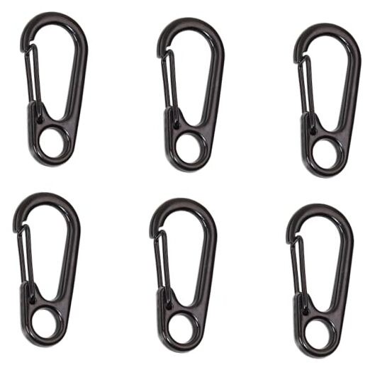 Mini Skater Tiny Alloy Clips Quick Release Paracord Keychains Spring 6.0 Black