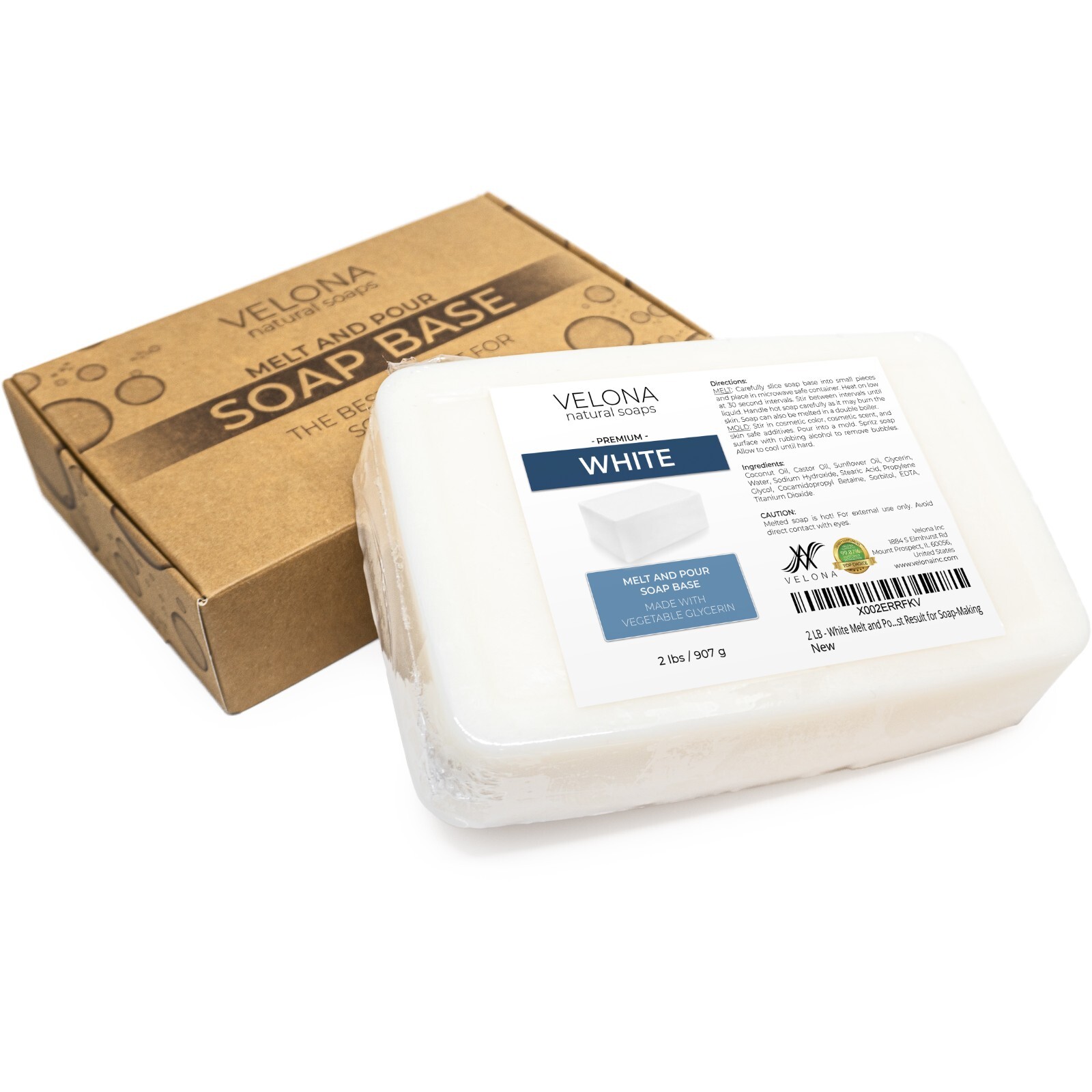 2, 5, 10, 25 LB - White Melt and Pour Soap Base by Velona | SLS/SLES Free