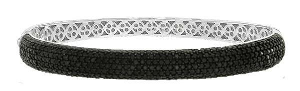 Sterling Silver Pave Black Spinel Bangle Bracelet