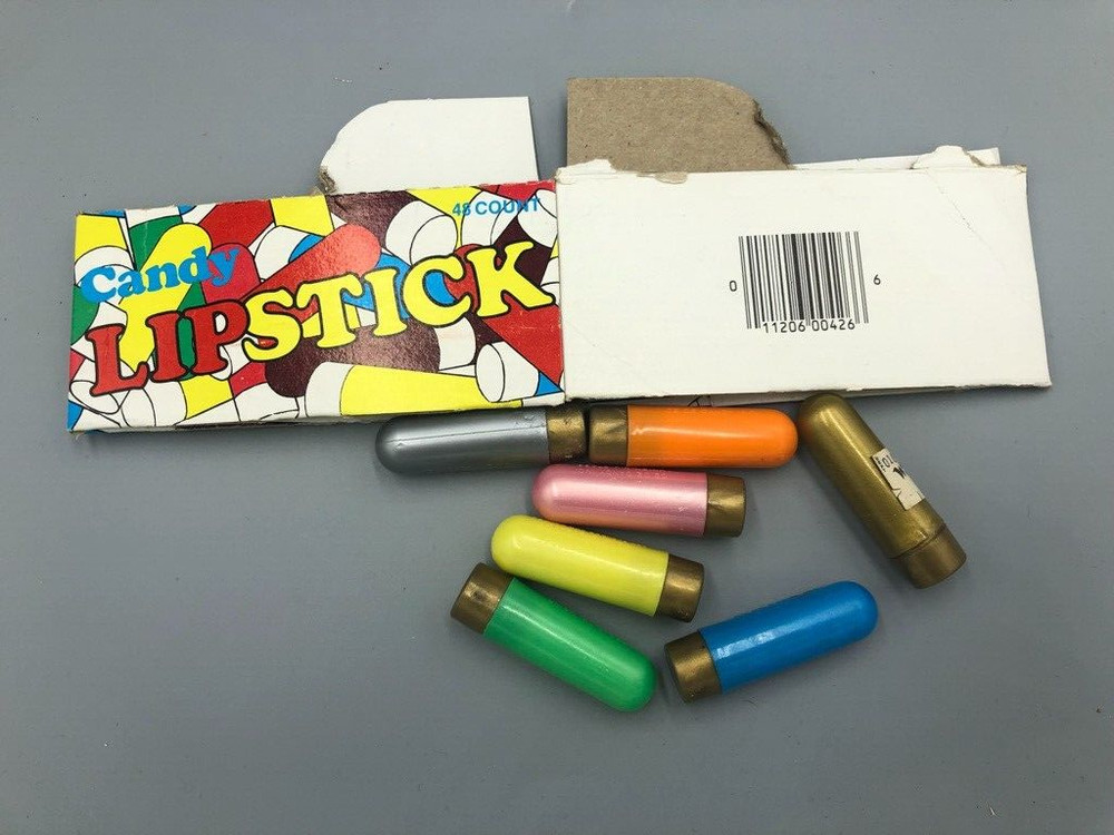 1980s CeDe LIPSTICK CANDY Containers Vintage 5 FULL 2 Empty with BOX