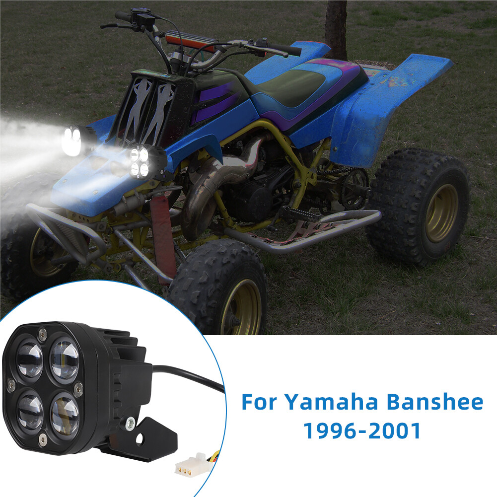 Pair LED Headlights Kit Lens Lights For Yamaha Banshee /Warrior 350 YFZ350 ATV