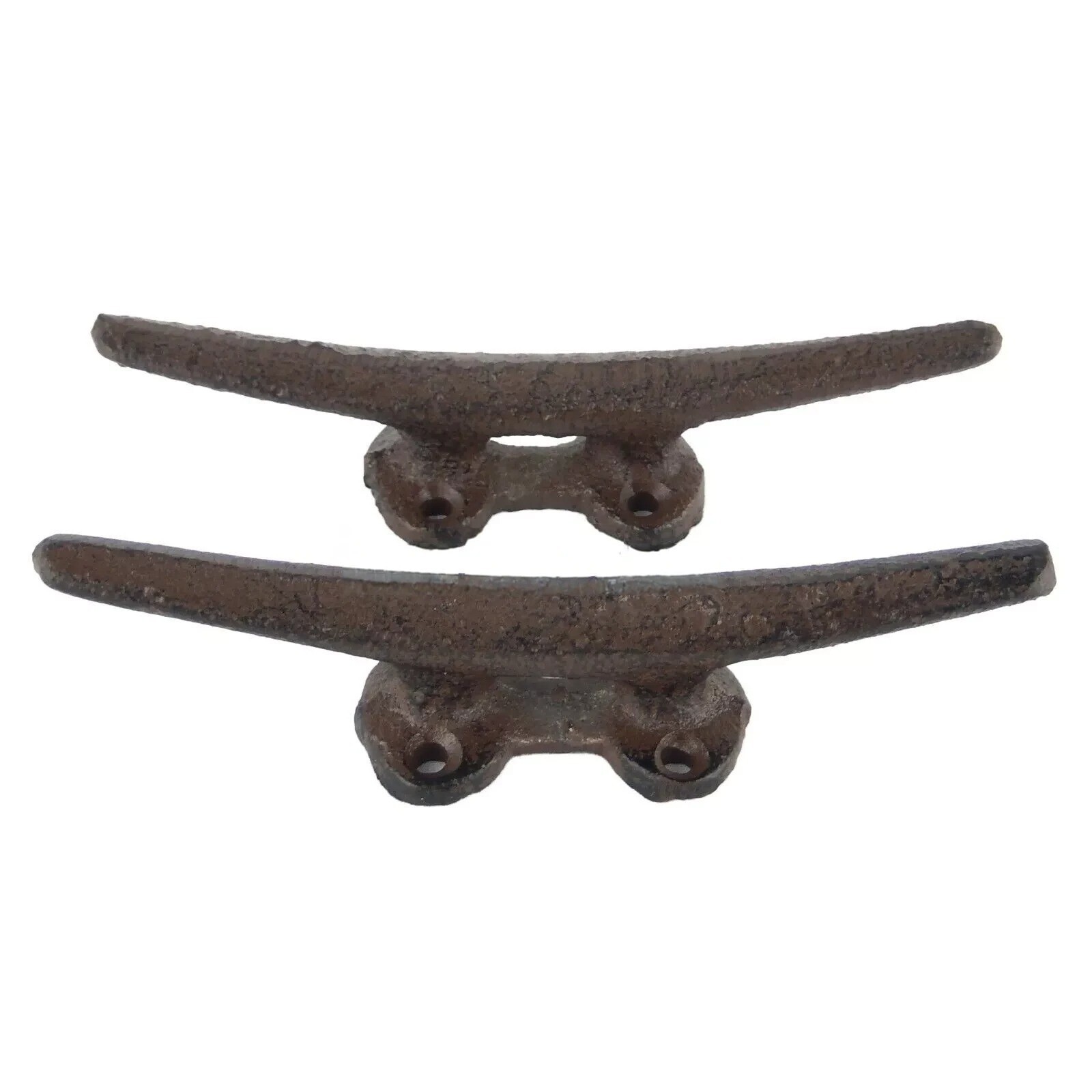 Set of 2 Cast Iron Boat Cleat Hooks – Nautical Dock Handles, Rustic 5"