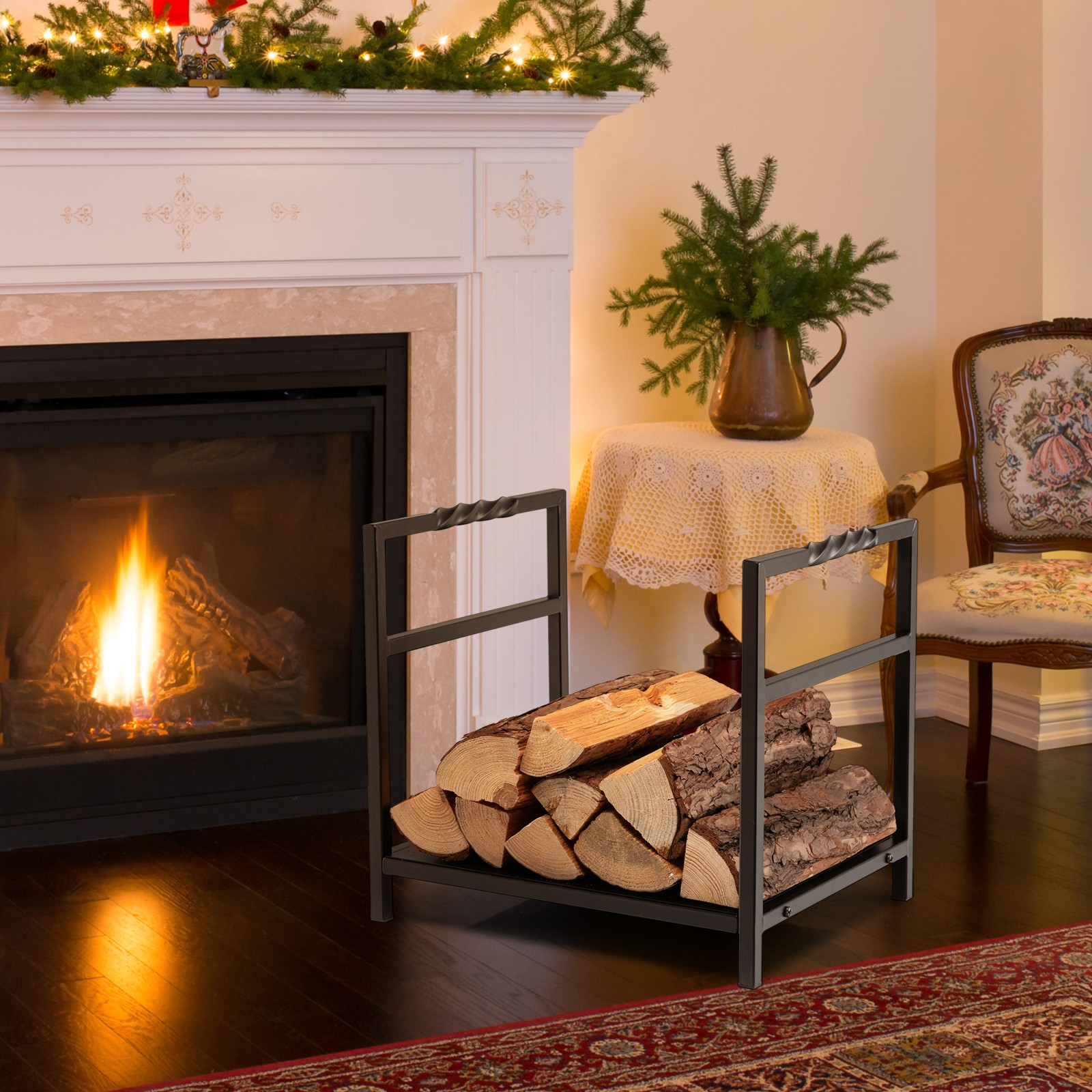 Firewood Rack Fireplace Log Holder Wood Steel Stove Bracket Stacking Rack