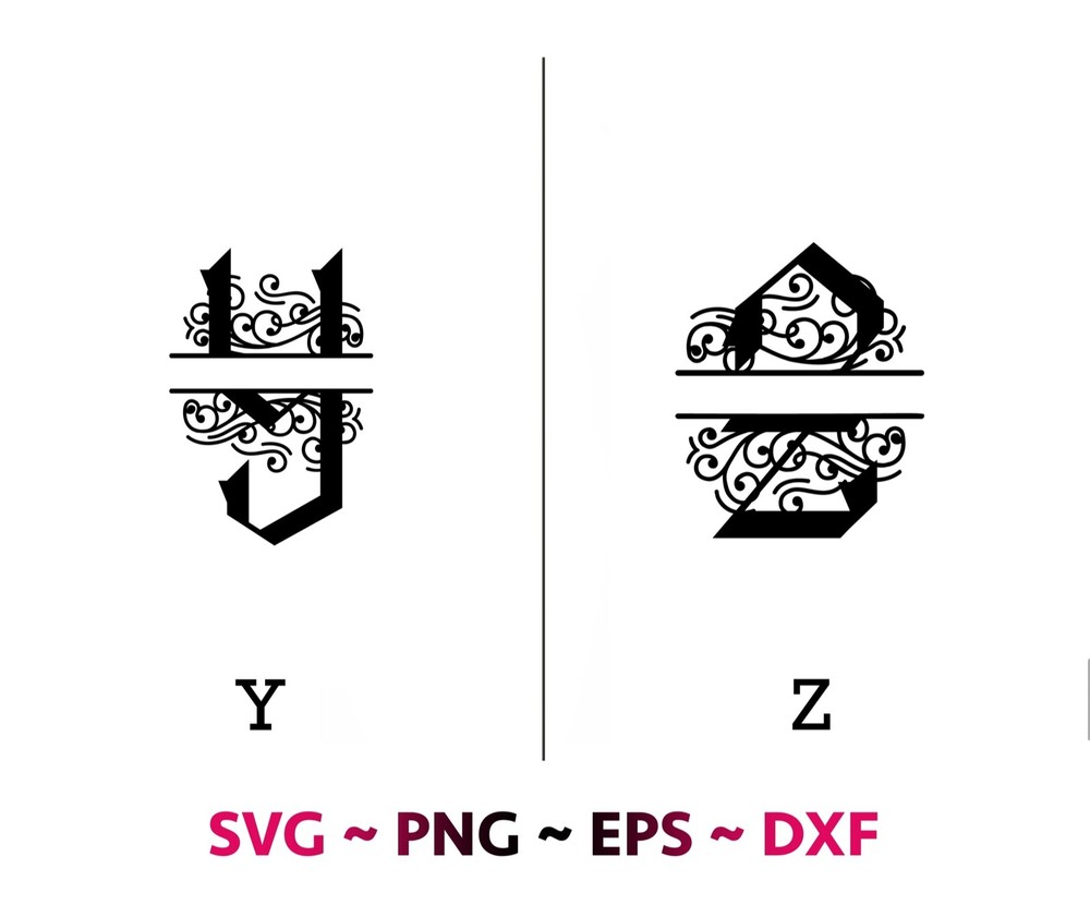 Fancy Split letters SVG bundle, Fancy alphabets files, SVG files for cricut