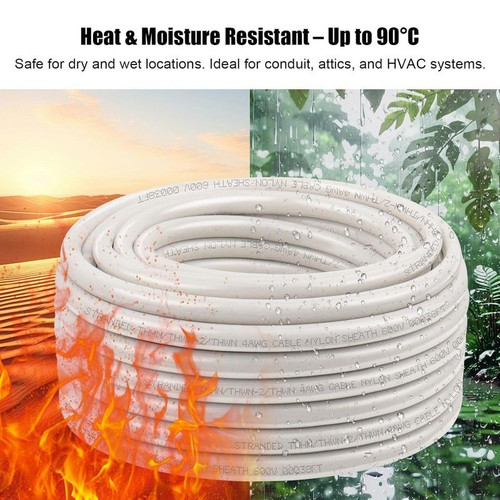 6AWG THHN Electrical Wire 100FT – Stranded Bare Copper Conductor with White