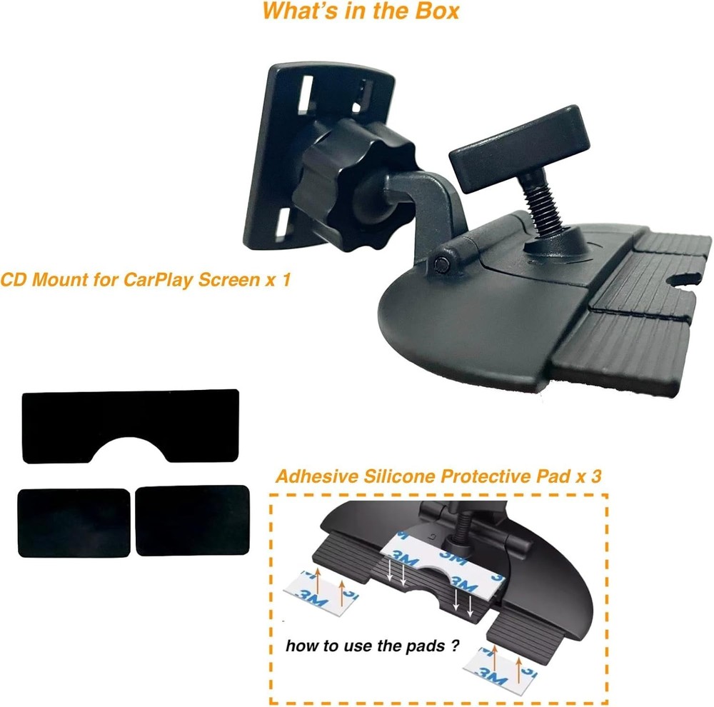 CD Slot Mount for CarPlay Screen [Secure 4-Button Lock], 360°