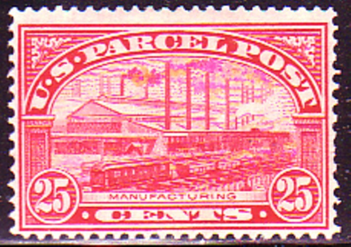 #Q9 PARCEL POST. MEDIUM FINE 3. HINGED ORIGINAL GUM. SCV $52.50