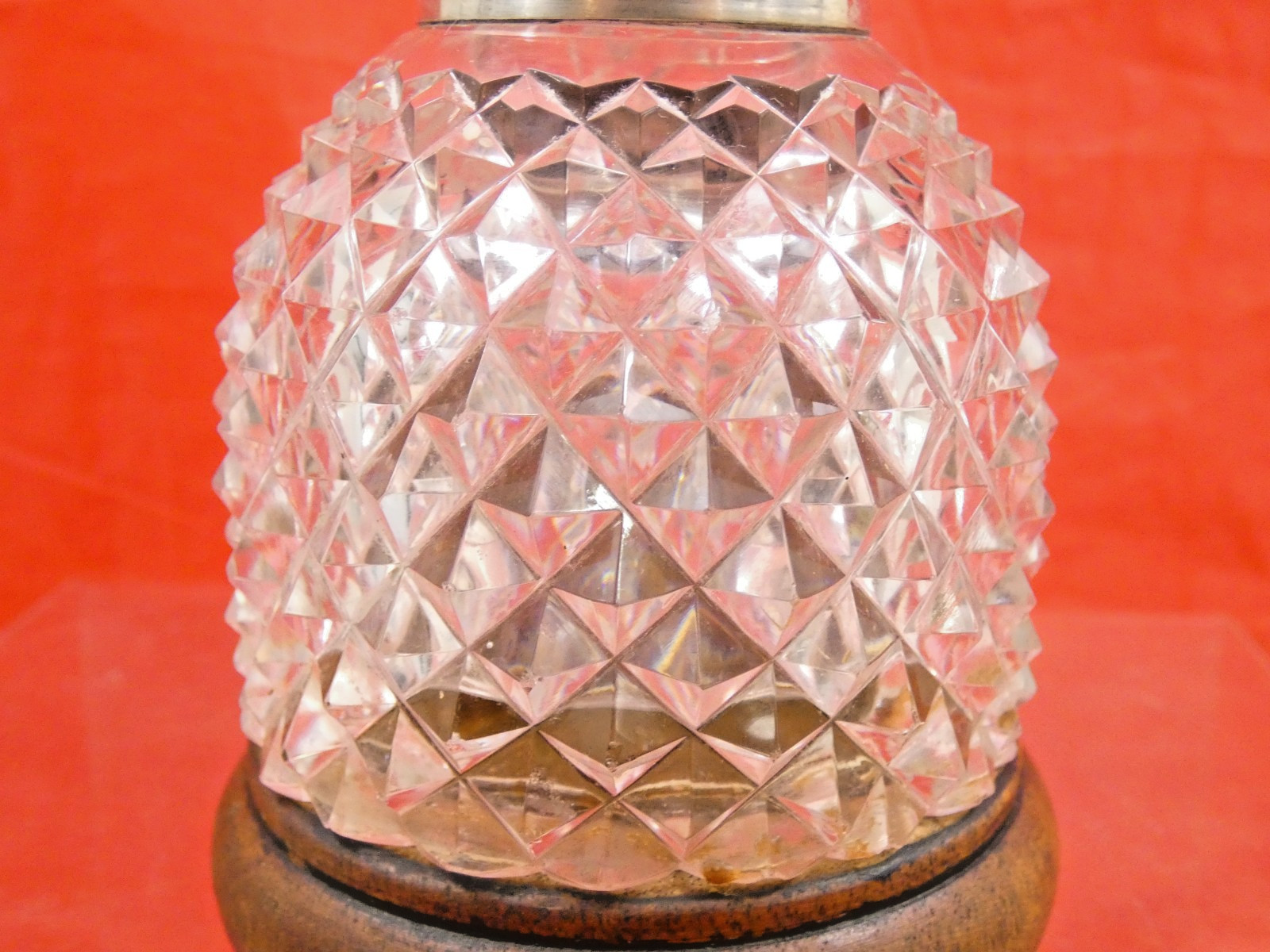 ANTIQUE BRITISH ENGLISH VICTORIAN STERLING SILVER CUT CRYSTAL INKWELL INK STAND