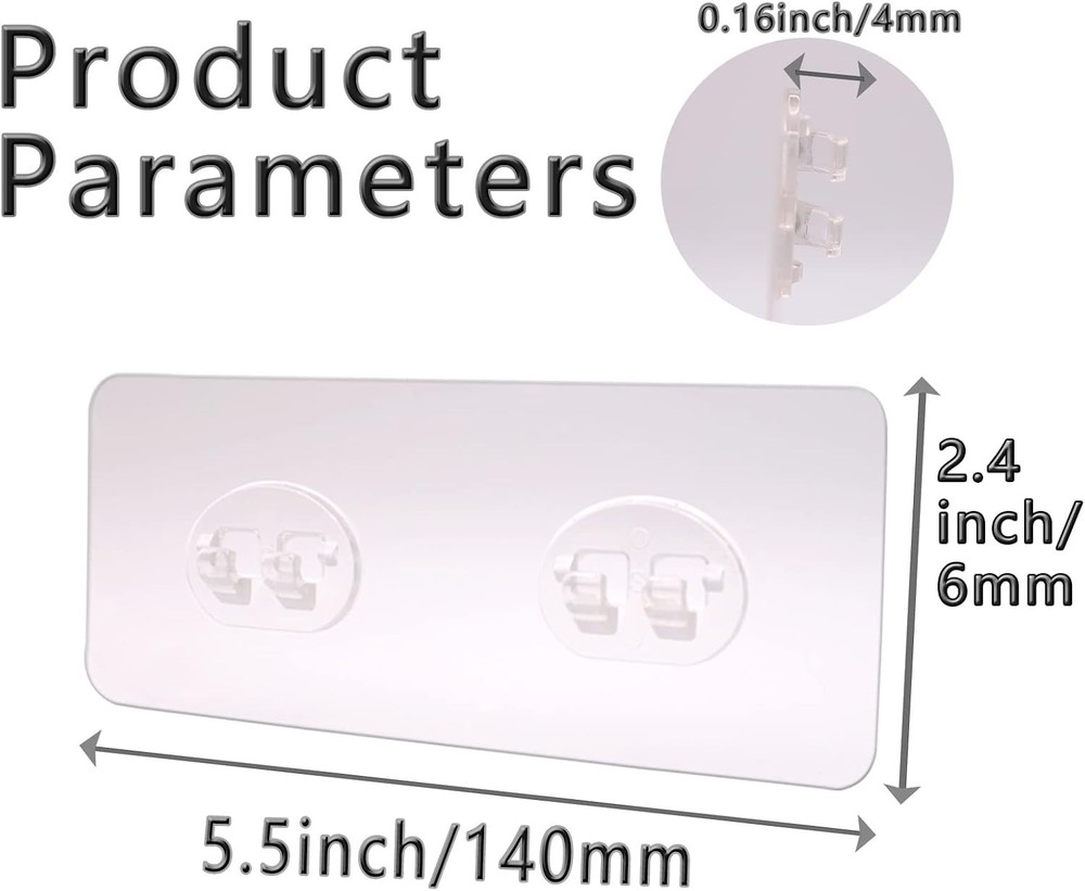 Strong Double Hook Shower Caddy Adhesive - 8 Pack, Ideal for Kitchen & Bath