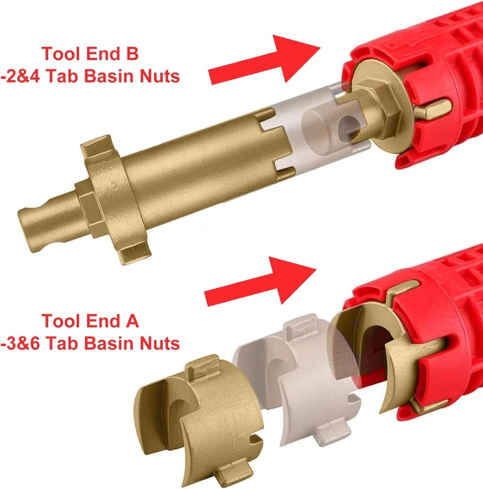Multi-purpose Wrench Plumber Tool - Red, 8-in-1