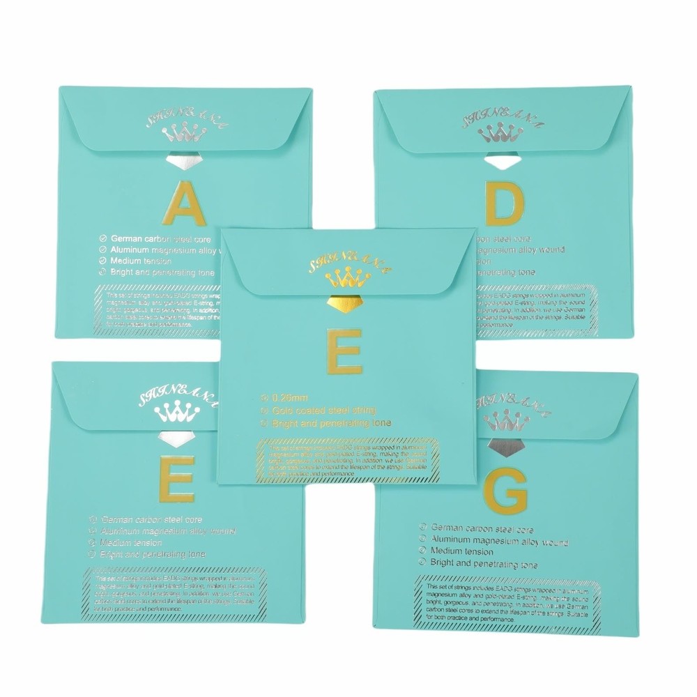 Violin Strings Full Set, Violin Strings Replacement, Carbon Steel Core, Mediu...