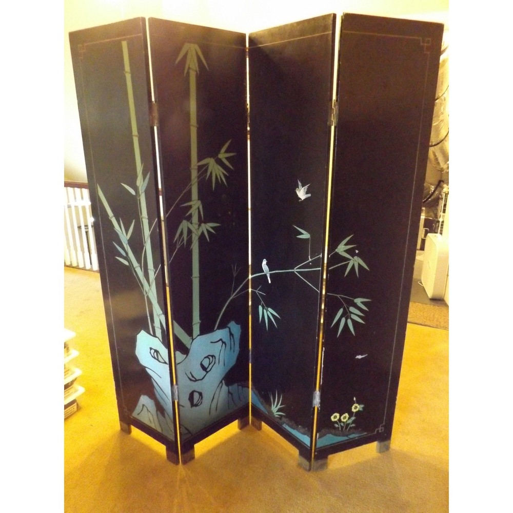 Antique Four Panel Cormandel Gold Leaf Screen