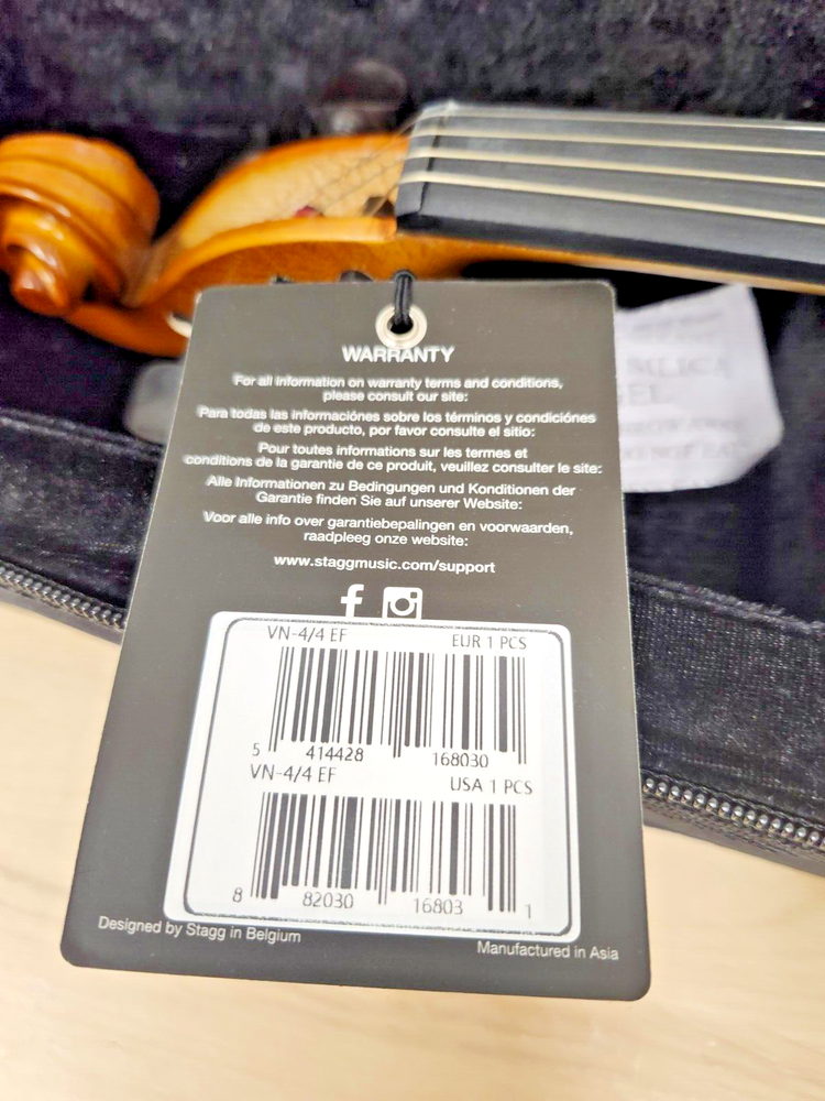 Stagg VN-4/4 EF Solid Maple 4/4 Student Size Violin Ensemble with bow and case