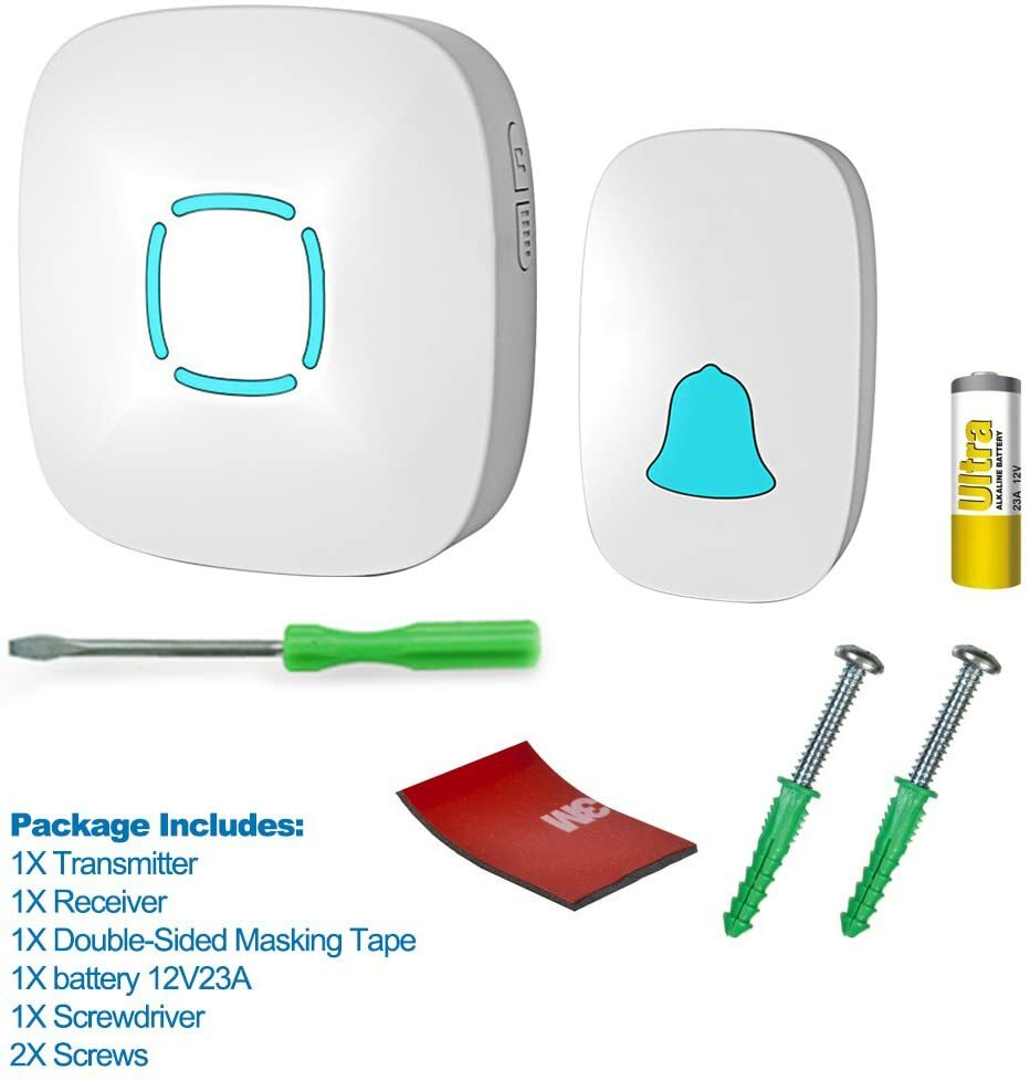 3 pc set IP44 waterproof 1000 ft. Range Wireless doorbell Chime Kit w/ LED flash