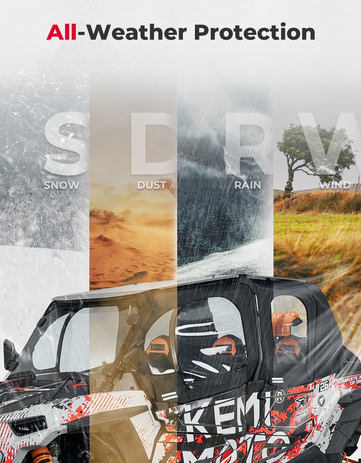 UTV Upper Door Framed Cab Enclosure for Polaris RZR XP 4 1000 XP 4 Turbo 2019-23