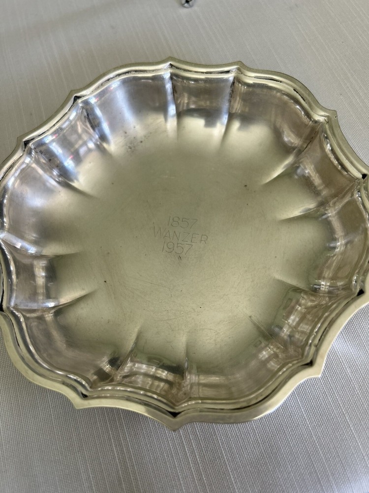 vintage Chippendale Silver Company IS 6395 candy dish bowl 5.5" x 1" Engraved