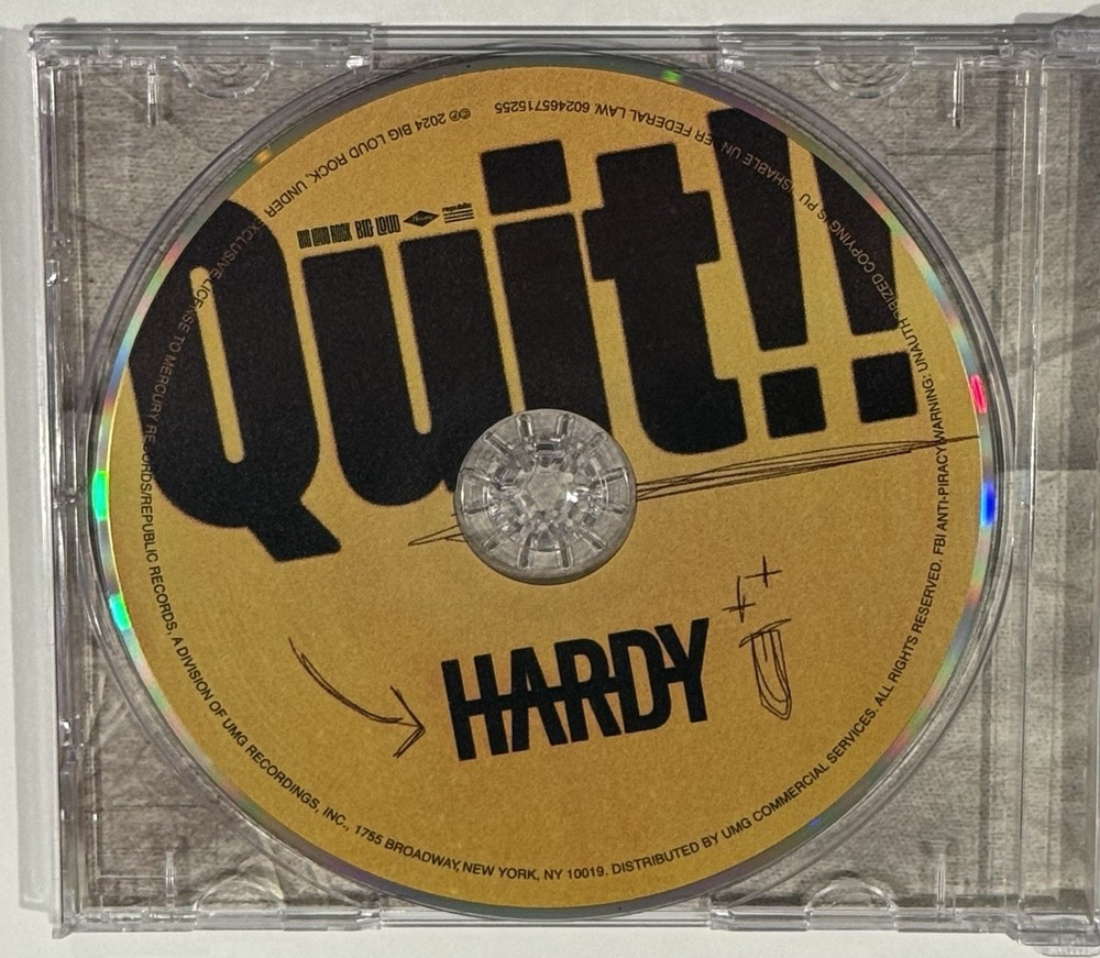 Hardy Autographed Quit!! CD Insert Art Card Signed Edition CD