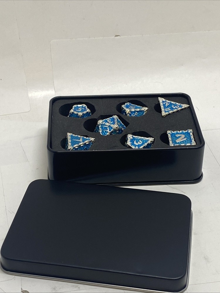 DND Dice Set (Blue & Silver) 7pcs