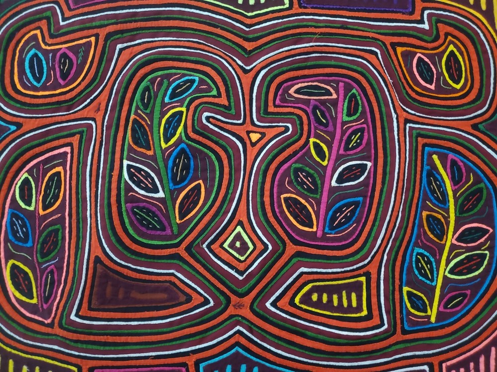 kuna panel mola tribe line shape unframed Panama 1967