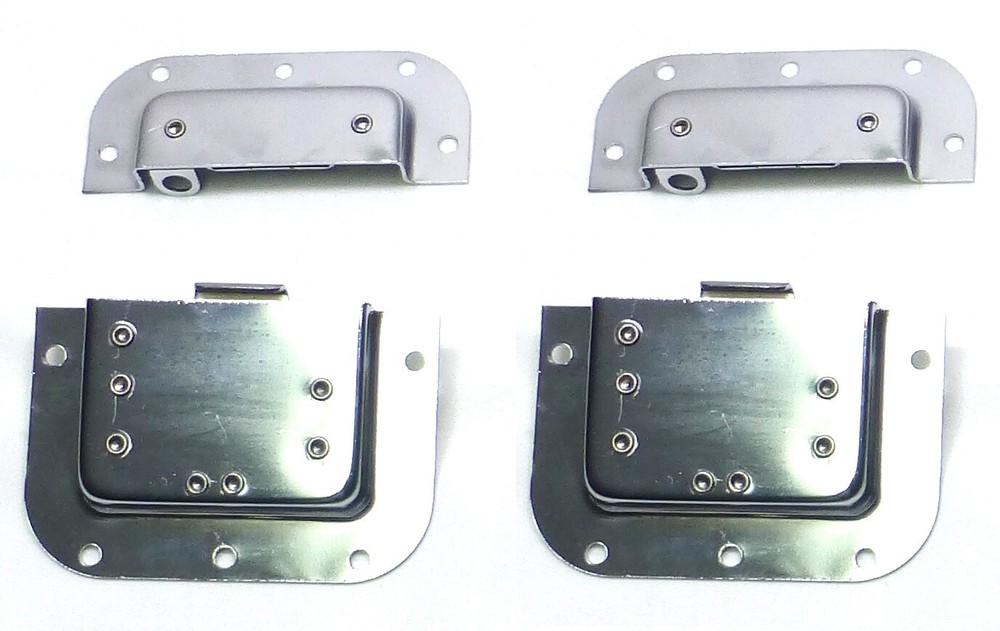 (2) Two Chrome - Plated Medium Butterfly Latches (Split Dish) For ATA Road Cases