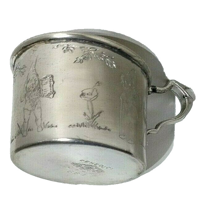 Silver Plated Baby / Child Cup Engraved Gnomes Garden Benedict U.S.A. # 684