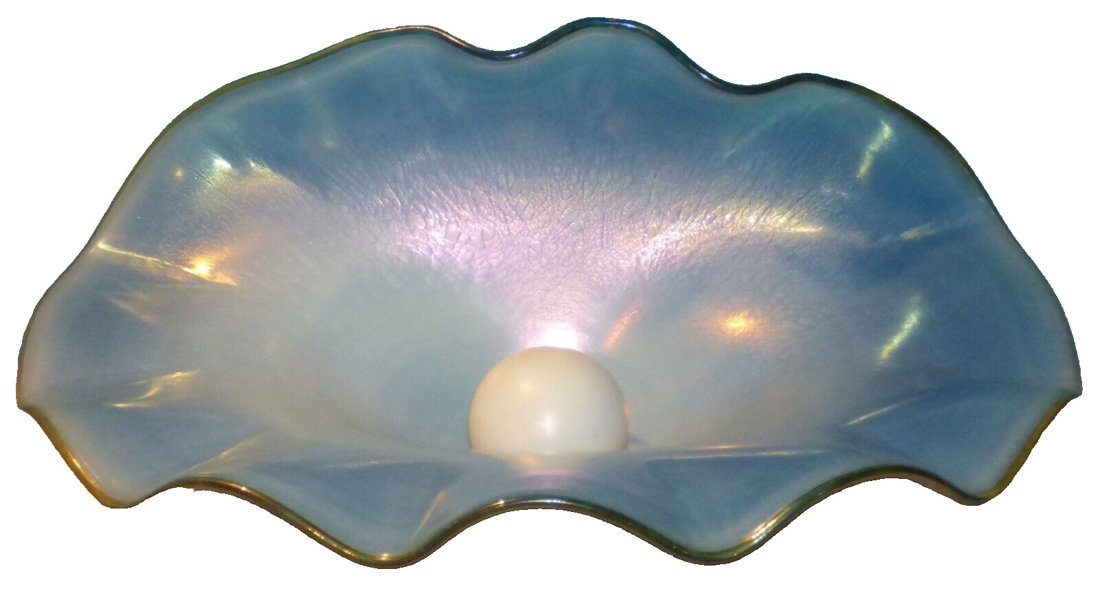 Daniel Lotton Art Glass Clamshell with Pearl, Clam
