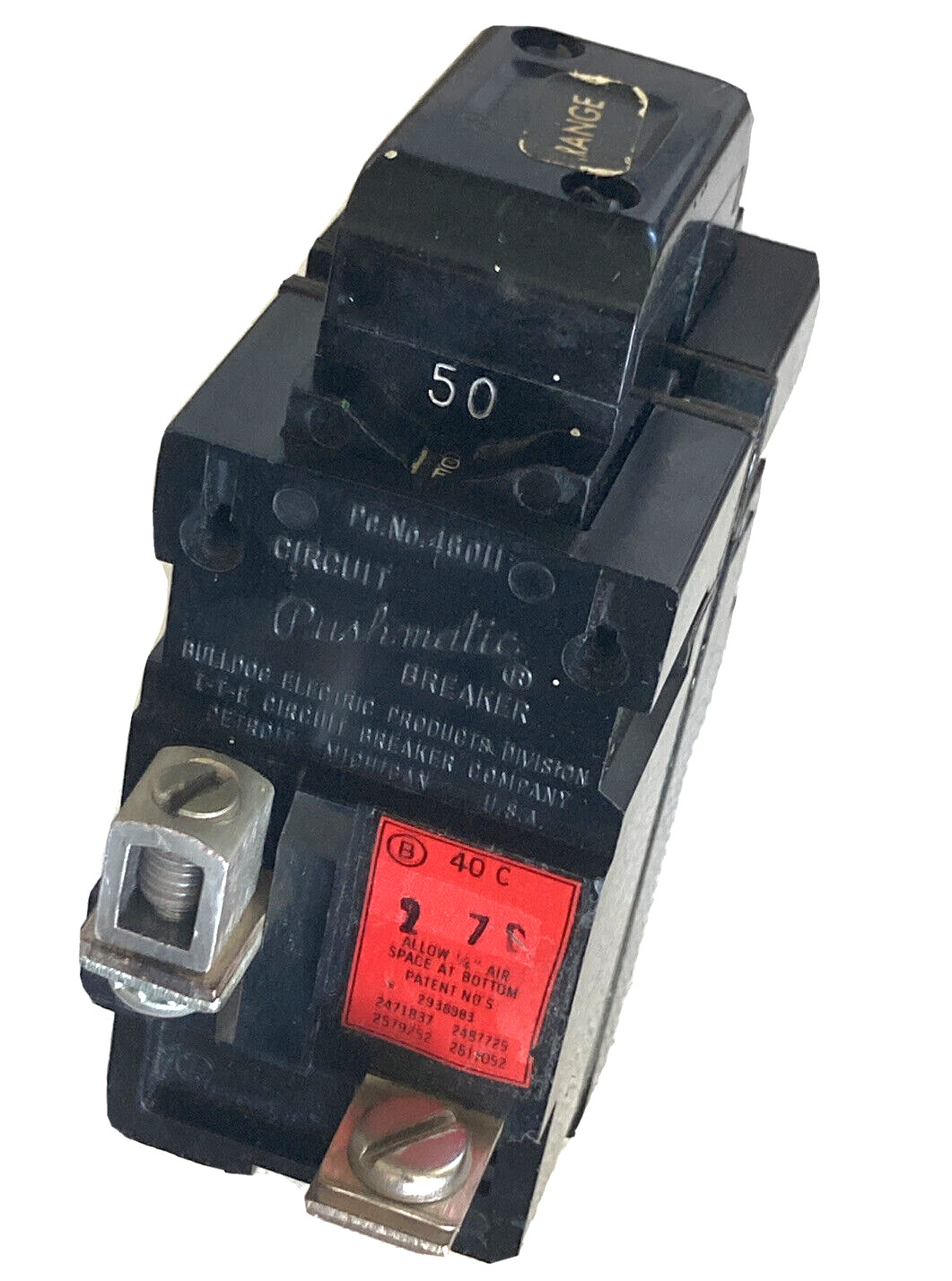 Pushmatic P250 NI Double Pole, Two Pole 50 Amp Circuit Breaker 120/240V